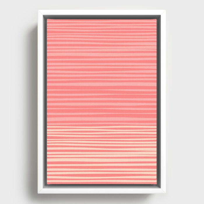 Natural Stripes Modern Minimalist Colour Block Pattern in Pink and Blush Framed Canvas