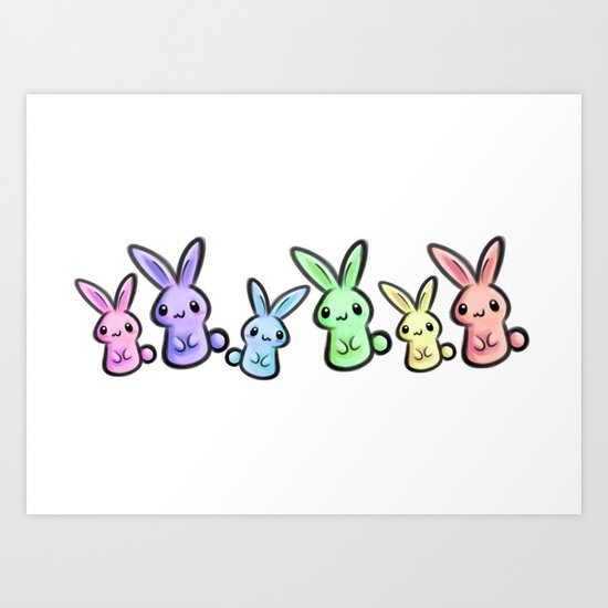 Pastel Bunnies Art Print