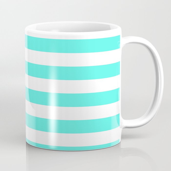 Stripes (Turquoise & White Pattern) Coffee Mug