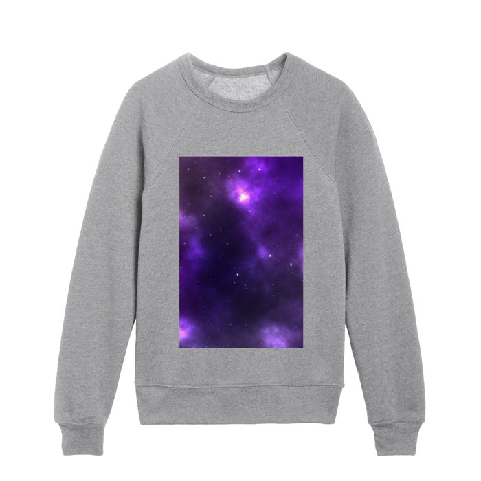 Abstract purple pink violet interstellar nebula Kids Crewneck