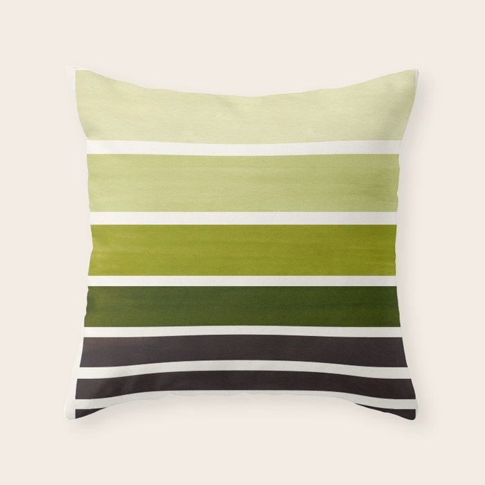 Olive Green Minimalist Watercolor Mid Century Staggered Stripes