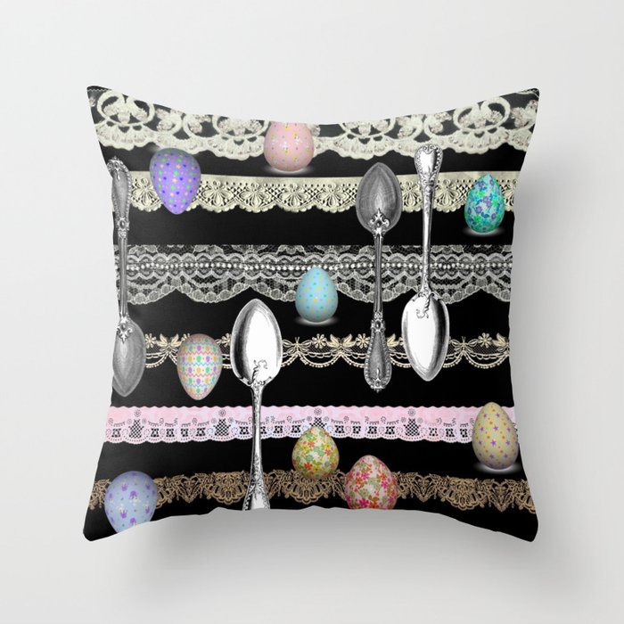 Egg and Spoon Lace Throw Pillow