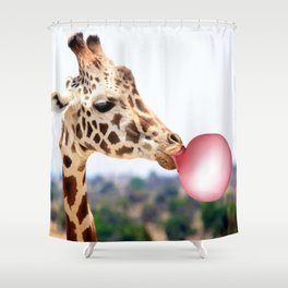 Bubble Gum Giraffe Shower Curtain