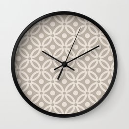 Pretty Intertwined Ring and Dot Pattern 628 Beige and Linen White Wall Clock