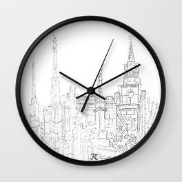 LDS Temple Collage Sketch Wall Clock
