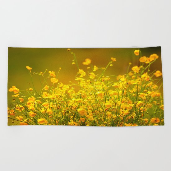 Yellow Mellow Flowers Beach Towel
