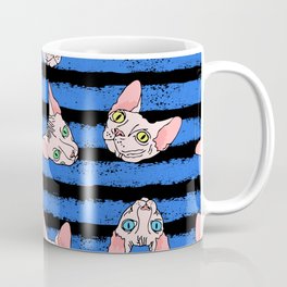 sphynx cats on blue and black Coffee Mug