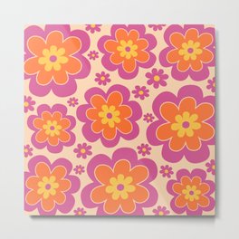 Colorful Retro Flower Pattern 595 Metal Print