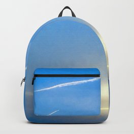 Vapor Trails Backpack | Yellow, Lines, Streaks, Vaportrails, Mauve, Bright, White, Clouds, Lavender, Blue 