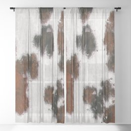 Bohemian Rust Cowhide Patch of Fur Painted with Brushstrokes Sheer Curtain