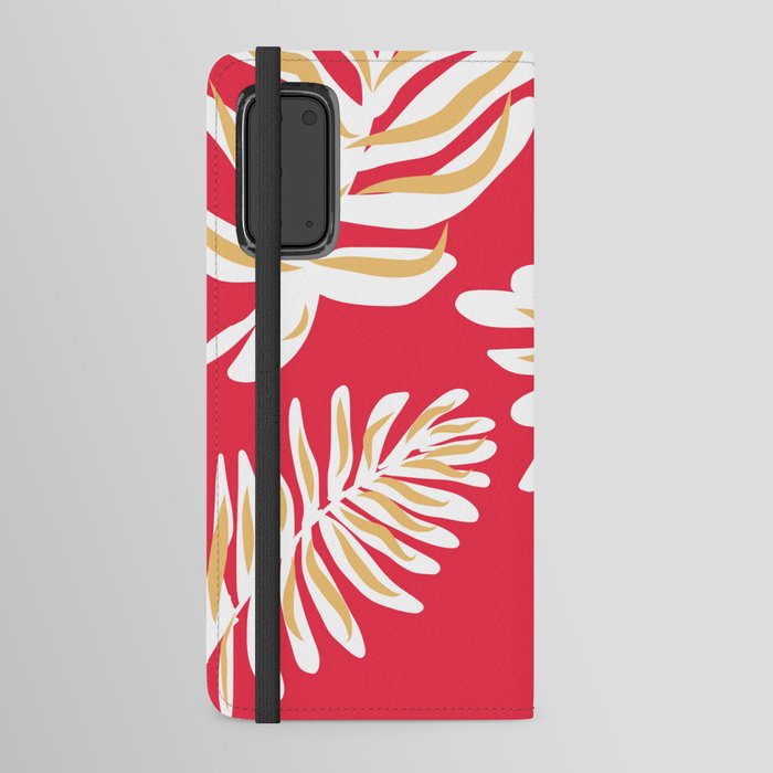 feather ferns on red Android Wallet Case