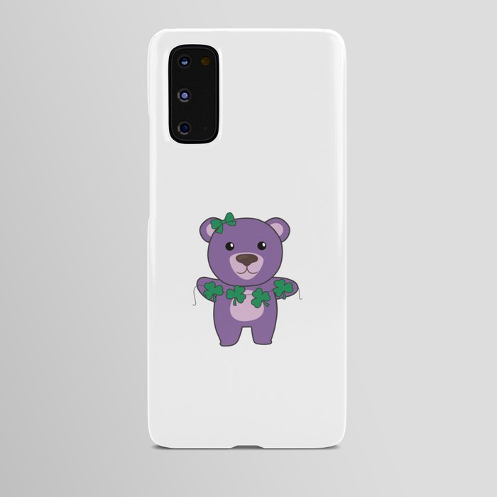 Bear With Shamrocks Cute Animals For Luck Android Case