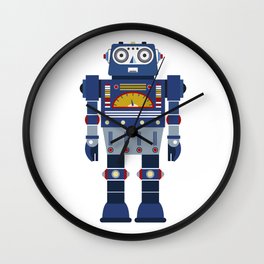 Blue Robot Retro Toy Wall Clock