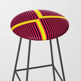 Psychedelic X Geometric Pattern - Pink and Black Bar Stool