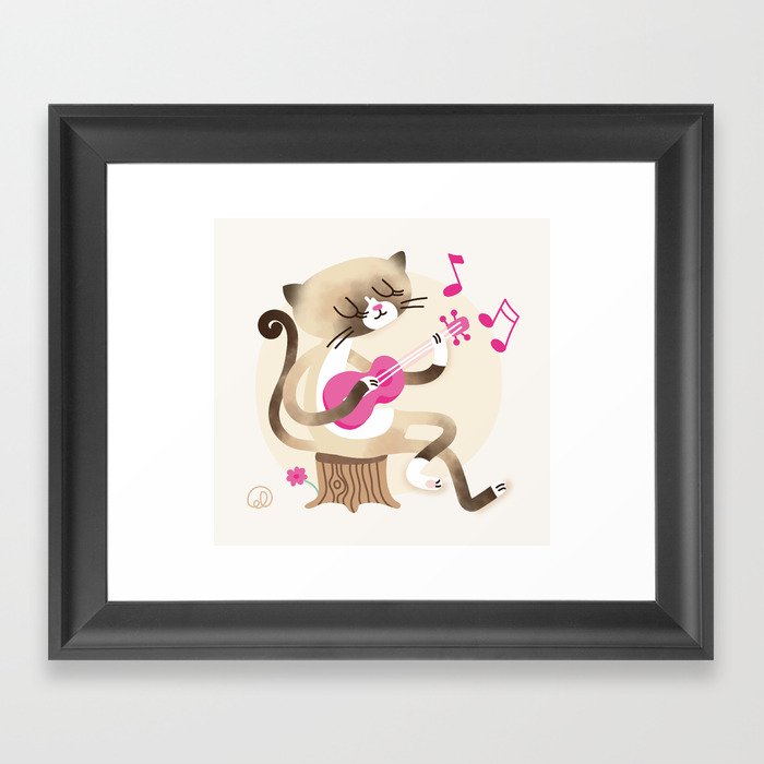 Miko playing ukulele Framed Art Print