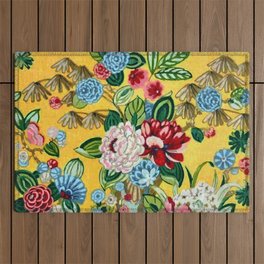 Vintage Chinoiserie Floral Wallpaper Digital Vector Painting Outdoor Rug