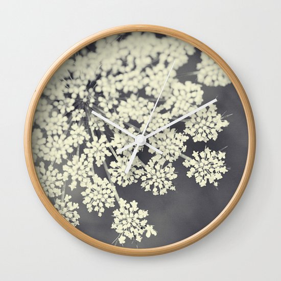 Black and White Queen Annes Lace Wall Clock
