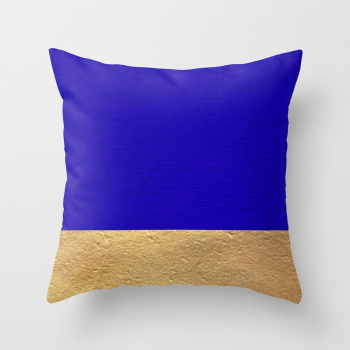 Color Blocked Gold & Cerulean Throw Pillow