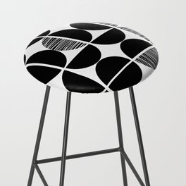 Black and white mid century shapes with stripes Bar Stool