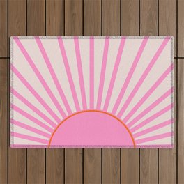 Le Soleil | 01 - Retro Sun Print Pink Aesthetic Preppy Decor Modern Abstract Sunshine Outdoor Rug