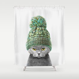 BOBBY Duschvorhang | Kids, Digital, Funny, Nature, Curated, Babyanimals, Painting, Baby, Winter, Cat 
