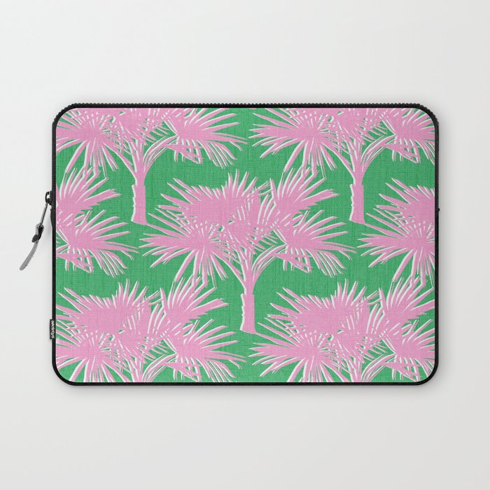 70’s Retro Palm Springs Pink on Kelly Green Laptop Sleeve