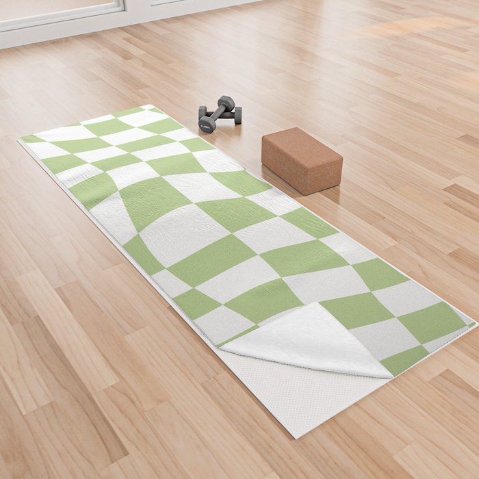 Pastel Green Checker Yoga Towel