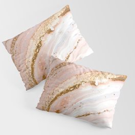 Blush Pink And Gold Liquid Color  Pillow Sham