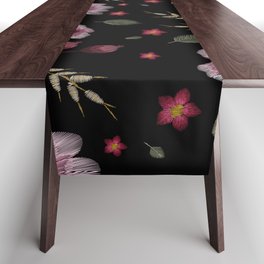 Embroidered Boho Floral Table Runner