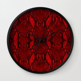 Red Snake Skin Print Wall Clock