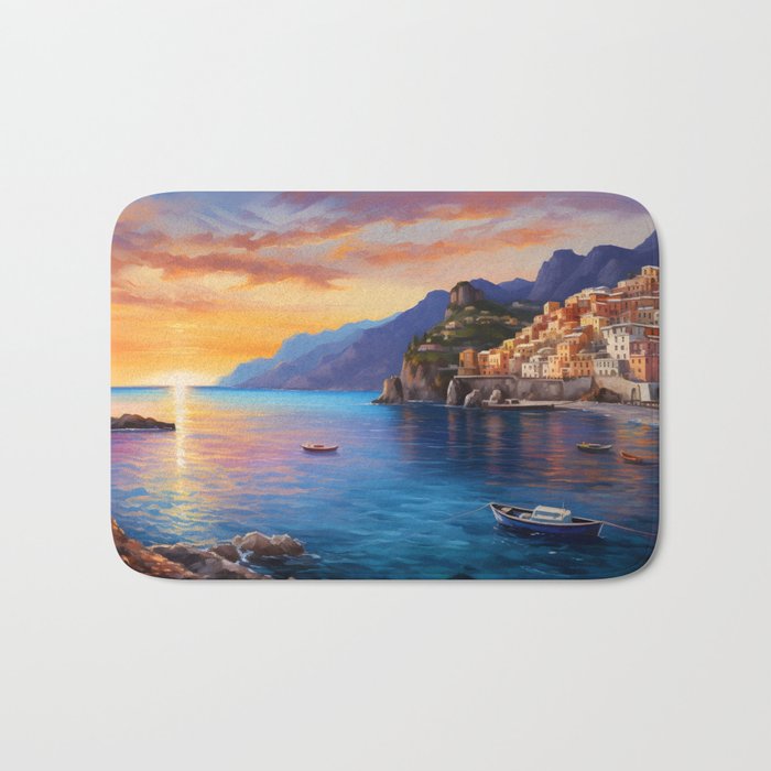 view of the Amalfi coast Italy Bath Mat