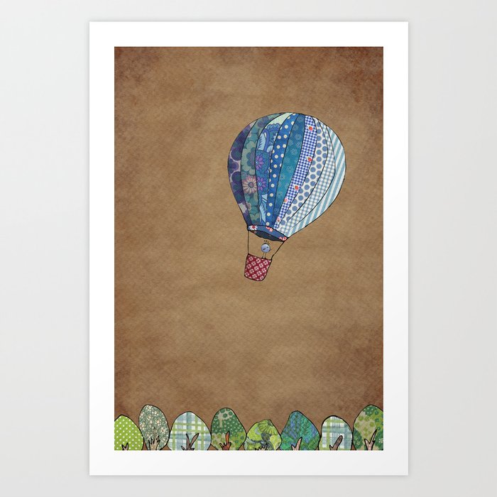 Blue hot air balloon Art Print