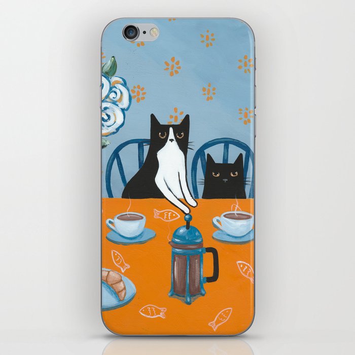 Cats and a French Press iPhone Skin