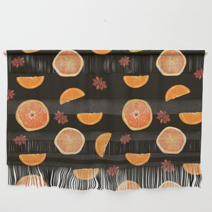 Oranges & Cinnamon Pattern   Wall Hanging | Graphic-design, Digital, Fruits, Orange-pieces, Orange-fruit, Orange-pattern, Cinnamon, Orange, Citrus, Citrus-pattern