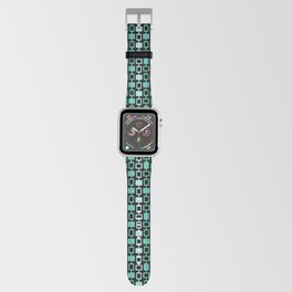 Mid Century Modern Square Columns Black Aquamarine Apple Watch Band