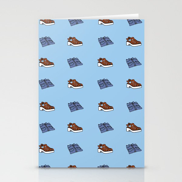Shirt n Shoe Repeat Print- Blue Stationery Cards