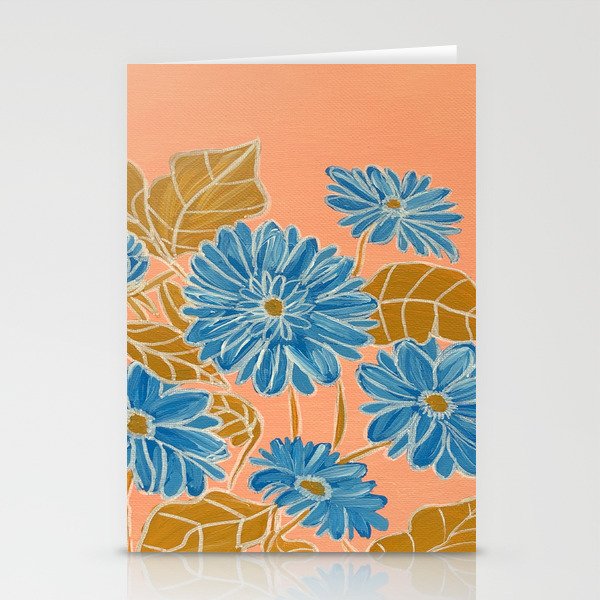 Orange and Blue Daisies Stationery Cards