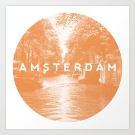 Orange Amsterdam Canals Art Print