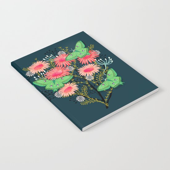 Luna Moth Florals by Andrea Lauren Notebook