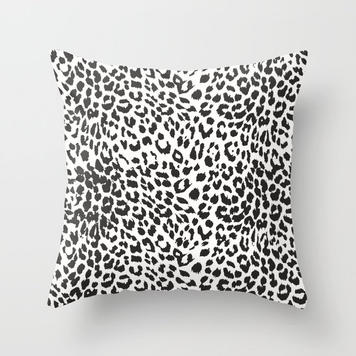 Black & White Leopard Print Throw Pillow
