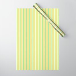 [ Thumbnail: Tan, Light Yellow & Light Green Colored Lined/Striped Pattern Wrapping Paper ]