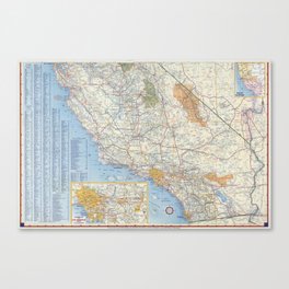 Highway Map of California - Vintage Illustrated Map-road map Canvas Print