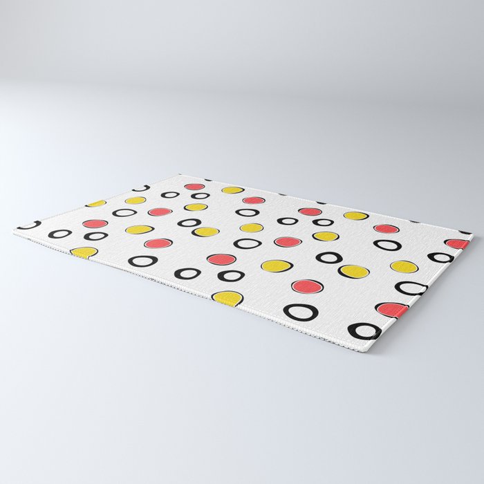 Red Yellow Black White Polka Dot Rug By Fuzzyfox85