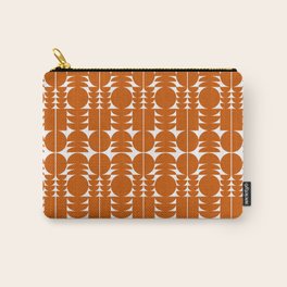 Mid-Century-Modern Geometric Block Pattern No.1 Burnt Orange On White Carry-All Pouch
