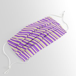 [ Thumbnail: Purple and Pale Goldenrod Colored Striped/Lined Pattern Face Mask ]