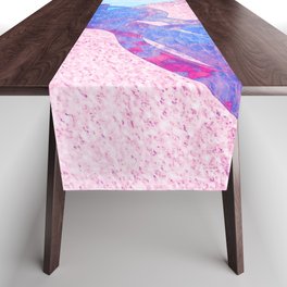 glasses poolside pink and blue impressionism painted realistic still life Table Runner