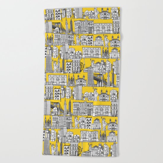 New York yellow Beach Towel