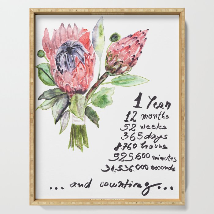 One Year Anniversary Gift Warming Gift Protea Art Print Serving Tray By Myartspacepr Society6 One Year Anniversary Gift Warming Gift Protea Art Print Serving Tray By Myartspacepr Society6