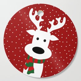 Reindeer in a snowy day (red) Cutting Board