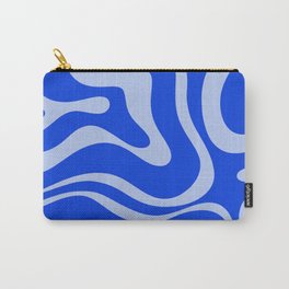 Retro Modern Liquid Swirl Abstract Pattern Square Royal Blue and Light Blue Carry-All Pouch